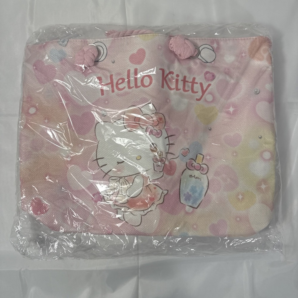 Hello Kitty Canvas Tote with smaller bag in Pink‎ approx 18" x 13" - New!!